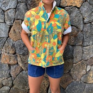 80s terrycloth lined Hawaiian jacket